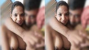 Exclusive Desi couple cheats on their husband by exposing his wifes wet pussy to her lover