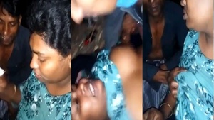 Desi sluts engage in outdoor group sex at night