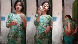 Indian village girl teases with banana on camera