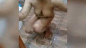 Busty Asian girlfriend gets shy in the bathroom with her friend