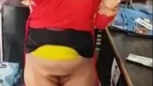 Desi hijra kinnar undresses in the store