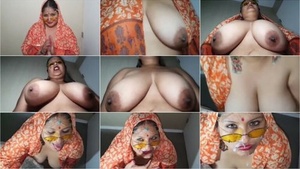 Busty wife enjoys solo play with her big boobs