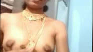 Aunt Telugu in traditional jewelry showing her tits and pussy