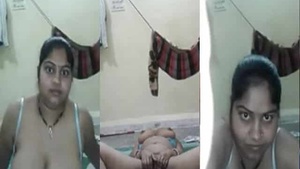 Bhabhas big breasts bounce as she masturbates on camera