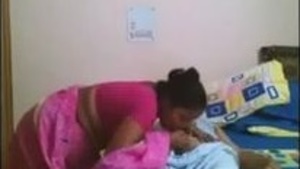 Maid from India gives a blowjob to the older master of the house