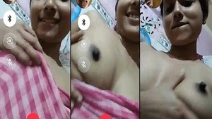 Desi Indian girl flaunts her ample bosom in a steamy video with her boyfriend