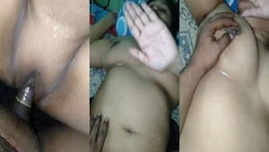 Indian auntie with big breasts enjoys a steamy threesome with her lover