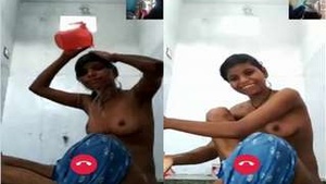 Desi Indian Girl Takes a Sensual Bath on Video Call