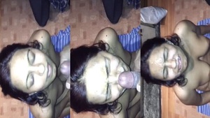 MMS video of Indian bhabhi receiving cum on her face