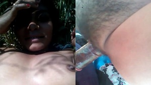 Desi porn video with outdoor sex and hairy pussy