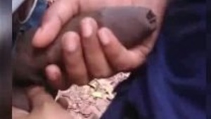 Desi Indian girl rubs cock and gives blowjob in the open air