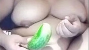 Dissatisfied Bigboob married Bhabi masturbating her pussy with cucumber