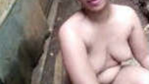 Assamese Woman Nude Bathtub Outdoor Engraved