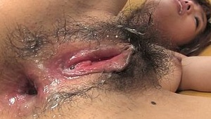 Japanese butler Yu Shimizu gets her hairy pussy fucked and creamy