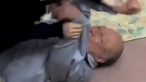 Old man blackmails and fucks Japanese milf