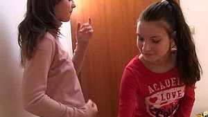 A handful of obnoxious lovers take their clothes off evenly dainty boobs