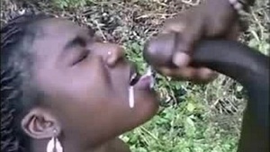 African girl fucks in the open air
