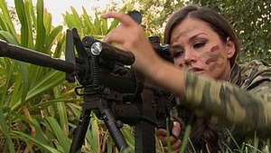 Beautiful Britney as the rest of the haunting upstairs of someones leather colorful couch