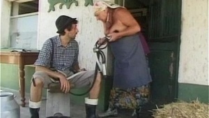 Chubby granny gets a huge load of cum.