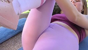 Tattooed barely gelagh babe having her dirty pussy