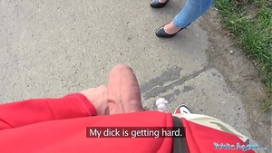 Public agent Brazilian brunette rides that cock in the backseat