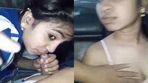 Desi Bangla CLg Girl giving Blowjob On car