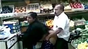 Mature couple enjoy a quick fuck in the super market