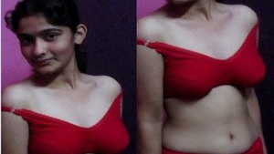 Exclusive Cute look Bangla Girl On red Bra