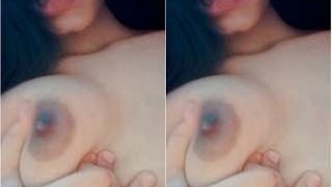Sexy Girl Pressing her Boobs and Fingerring