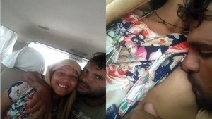 Exclusive Cute Indian lover Romance and Boob Sucking In car