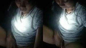 Cute alone Girl Record Her Fingerring Selfie Video For Lover