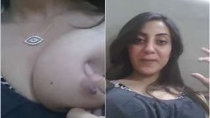 Horny Paki Girl loves Sucking Her Boobs