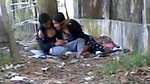 Indian lover Desi sucks big cock in public park