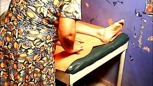 Grandmas massaging her balls