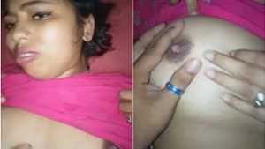 Desi indian Girl with big Boobs Pressing By Lover