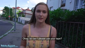 Public Agent Stacy Cruz shows off her perfect big tits for cash