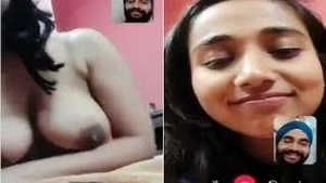 Cute Punjabi Girl Showing Her boobs to Lover On video call