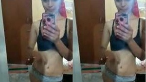 Cute indian Girl Showing Her Boobs and Record Selfie Video For Lover