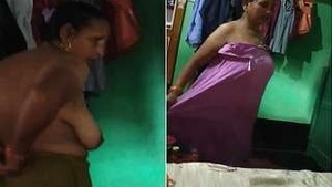 Desi Boudi Wearing Cloths after Bathing