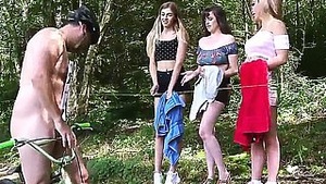 CFNM Dominas sucking with Craze Outdoors increment