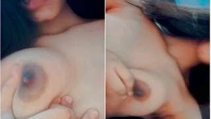 Sexy indian Girl Pressing her Boobs and Fingerring