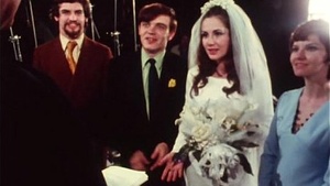 The bride blows the groom at the wedding ceremony