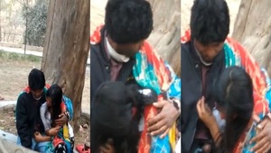 Horny lovers outdoor blowjob video