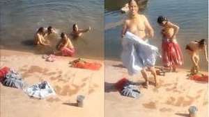 Rajasthani Womans Out Door Bathing