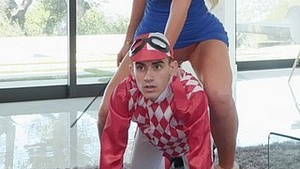 Blonde Milf Xantippe Nicolette Shea rides a plump split and swallows cum