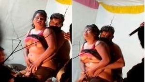 Sexy Desi indian Girl Boob pressing on Stage