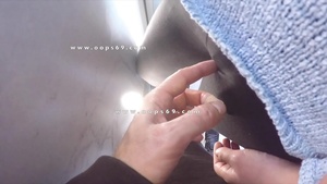 A stranger touches pussy with his fingers on a crowded subway train