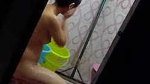 secretly recording desi indian girl taking bath and washing her panties