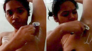 Beautiful indian girl shaving her armpit and pussy hair