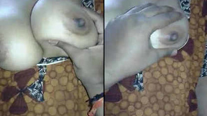 Desi Bhabi Huge natural breasts n nipple play on top by husband